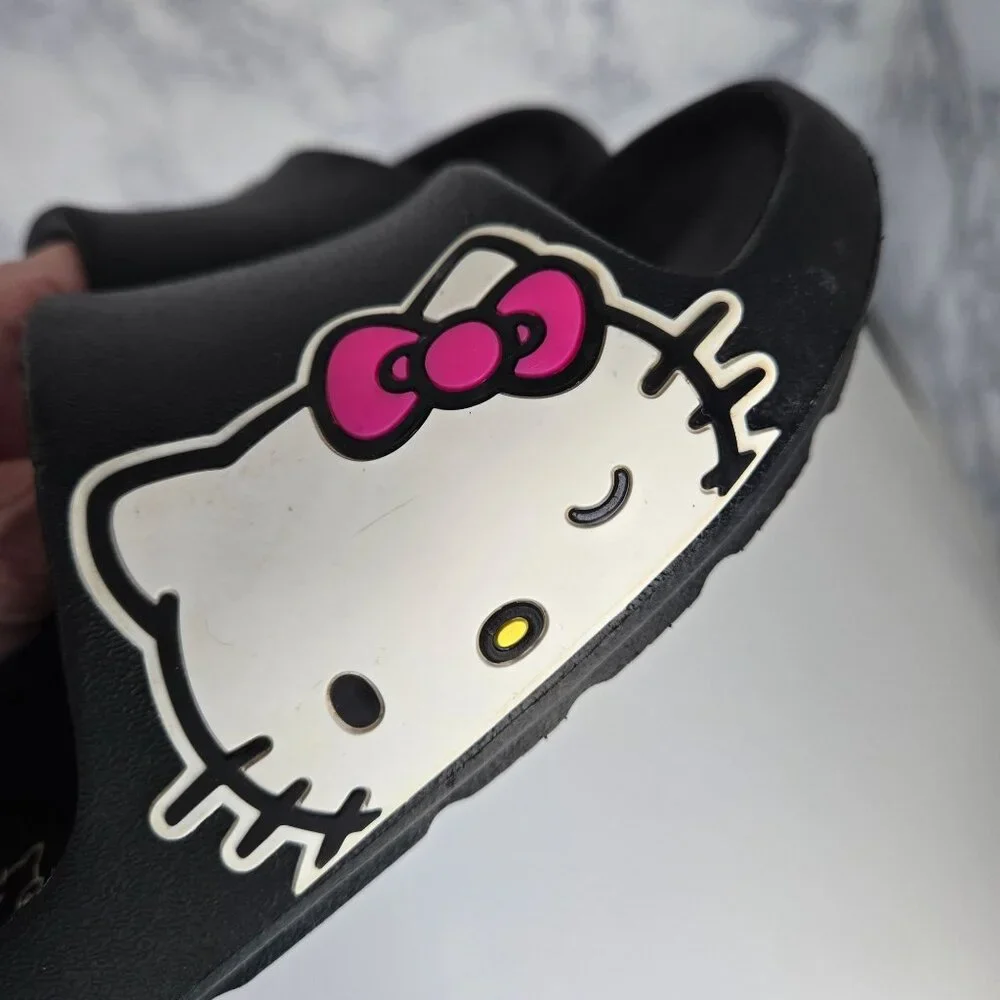 Hello Kitty Slides‎ Girls Size 2-3 Black Sanrio Outdoor Waterproof Non Marking